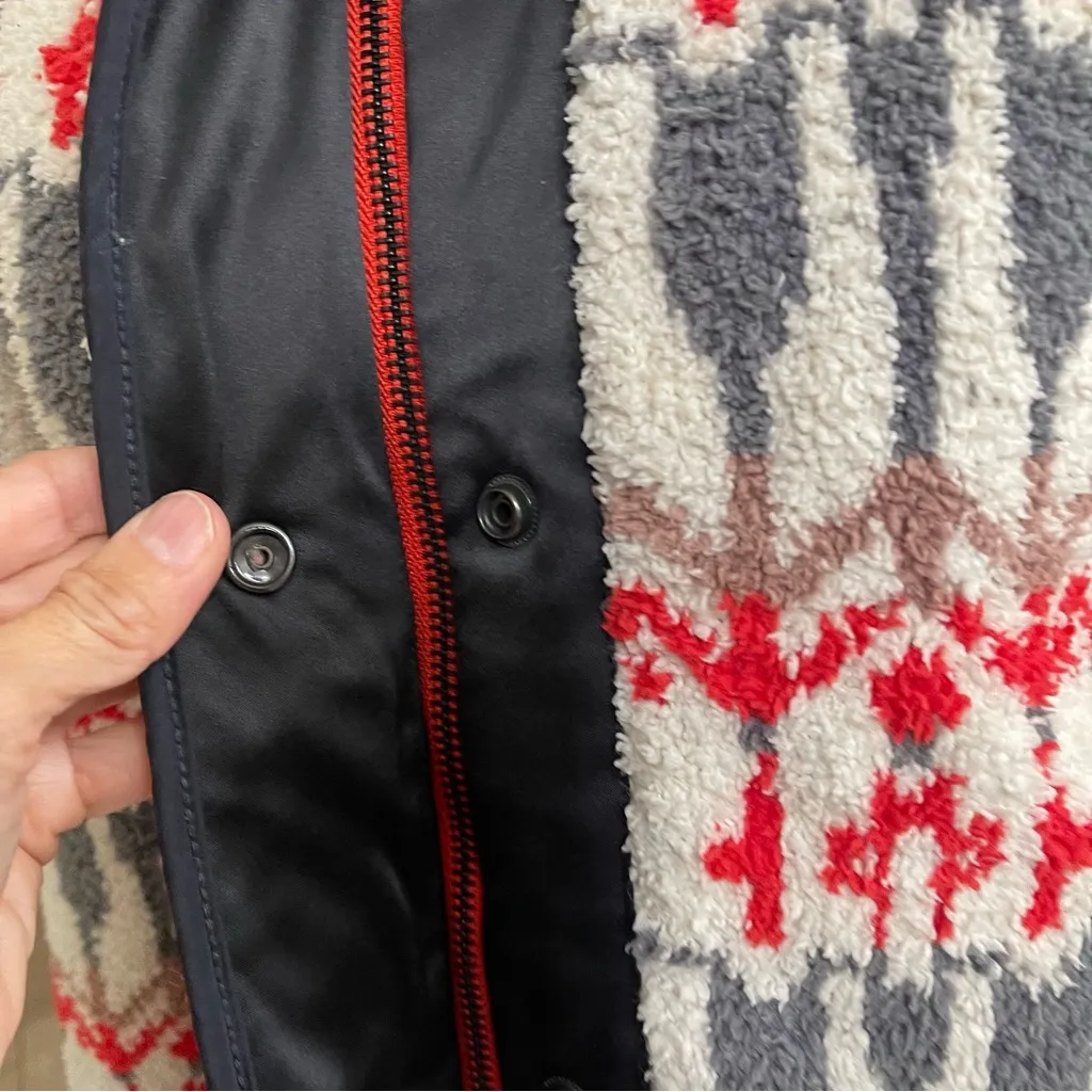 Anthropologie Sleeping on Snow‎ Intarsia Sherpa Fair Isle Jacket Womens XS - Image 2