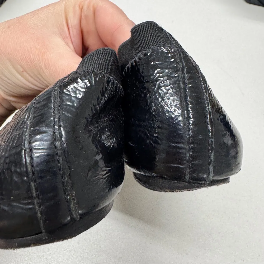 Tory Burch Black Leather Ballet Flats Womens 6.5 Classic Preppy Casual Slip On - Image 8