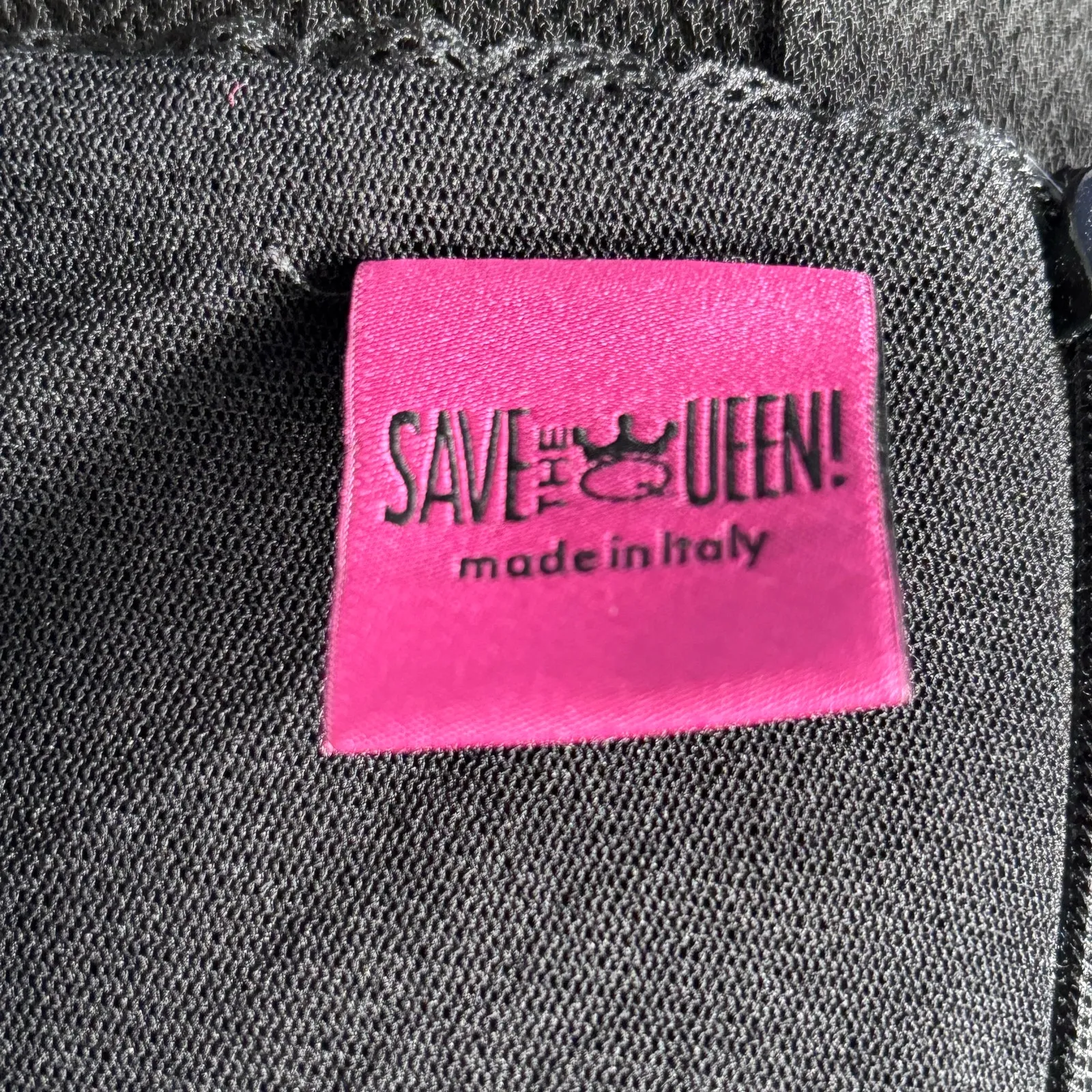 Save The Queen Italia Black Gray Tweed Colorblock Sheath Dress XL Square Neck Size M - Image 6