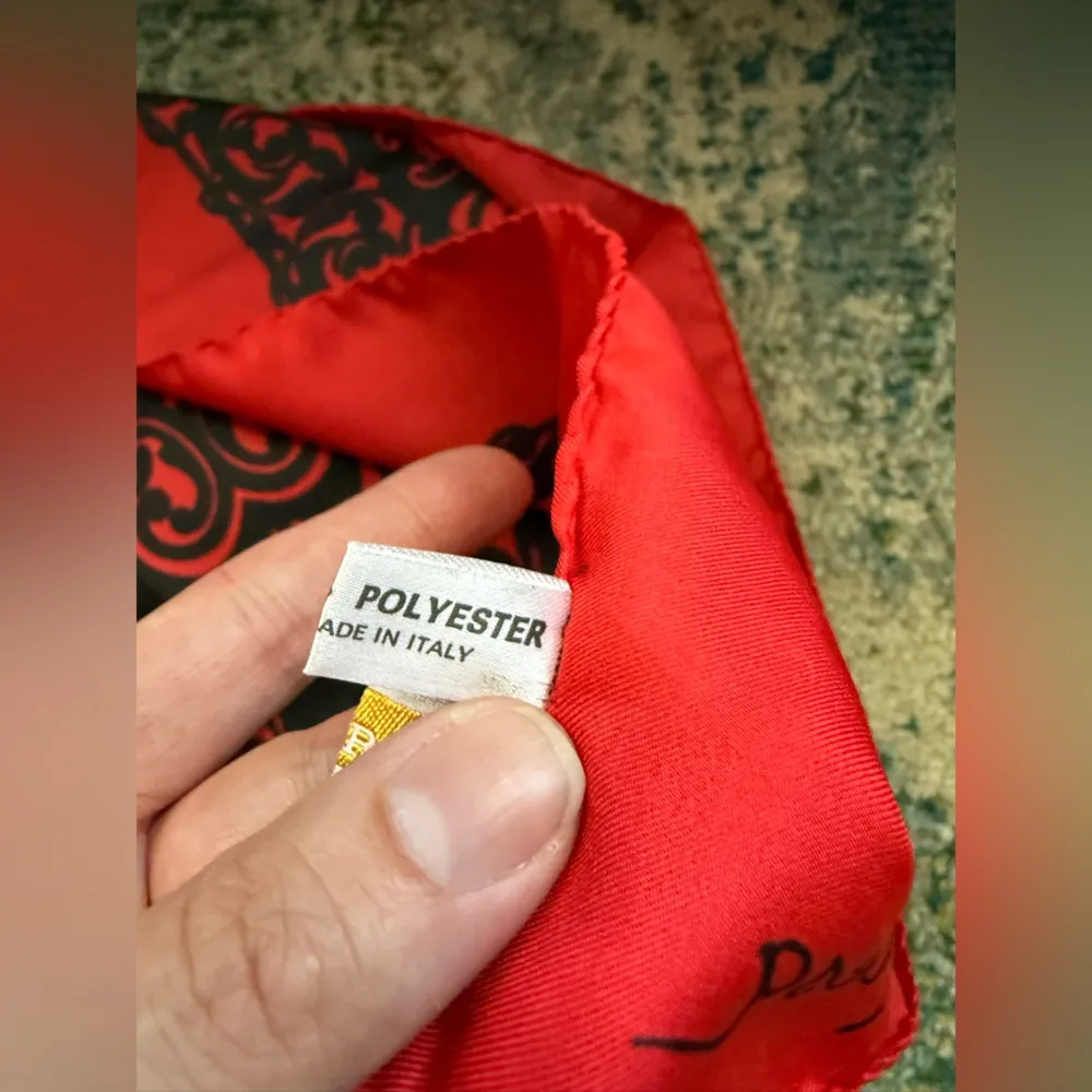 Vintage Ponte Tresa made in Italy red scroll neck hair scarf - Image 7