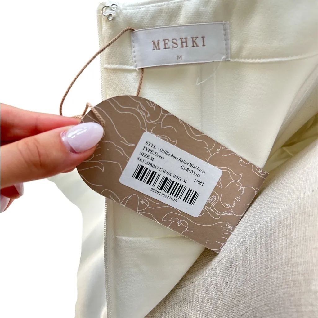 Meshki Otillie Mini Dress Floral Straps in White Medium NWT Bridal Bachelorette - Image 8