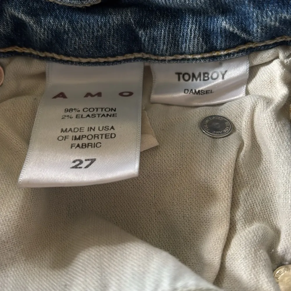 Anthropologie AMO Tomboy Jean Med Wash Sz. 27 Button~Fly Stretch Mid Rise Boho Blue - Image 8