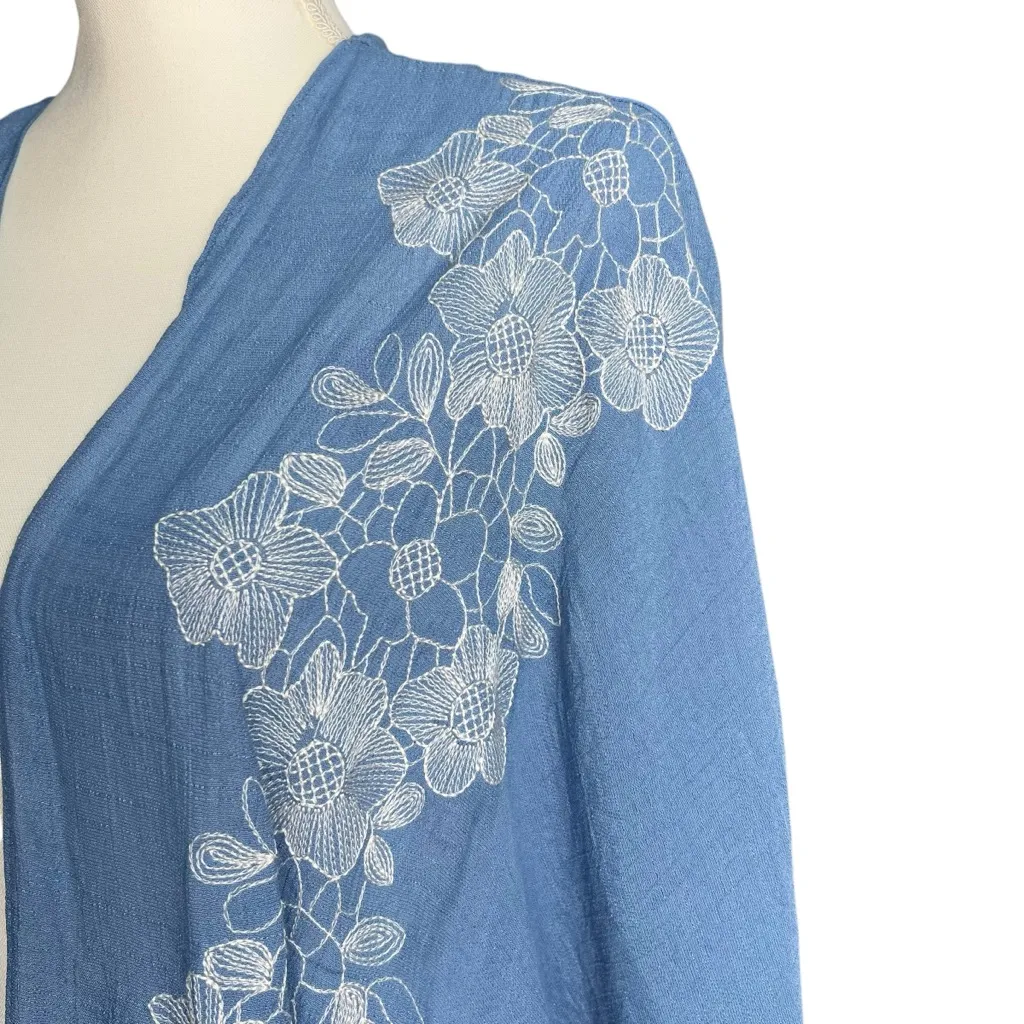 Kyemi Kye Mi Waterfall Blue White Duster Coverup Cardigan Size Medium NWT - Image 5