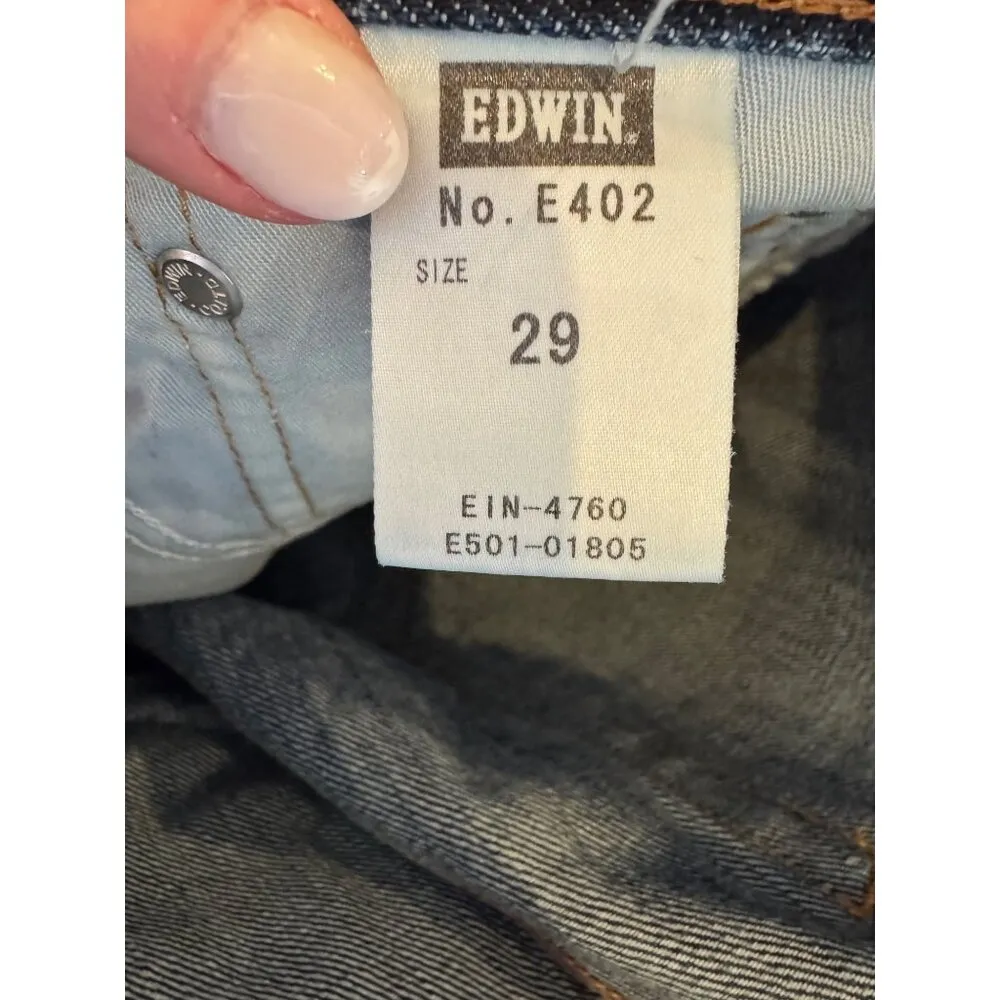 Edwin Jeans Women 29 Blue Medium Wash Distressed Japanese Denim Straight Leg 402 - Image 9