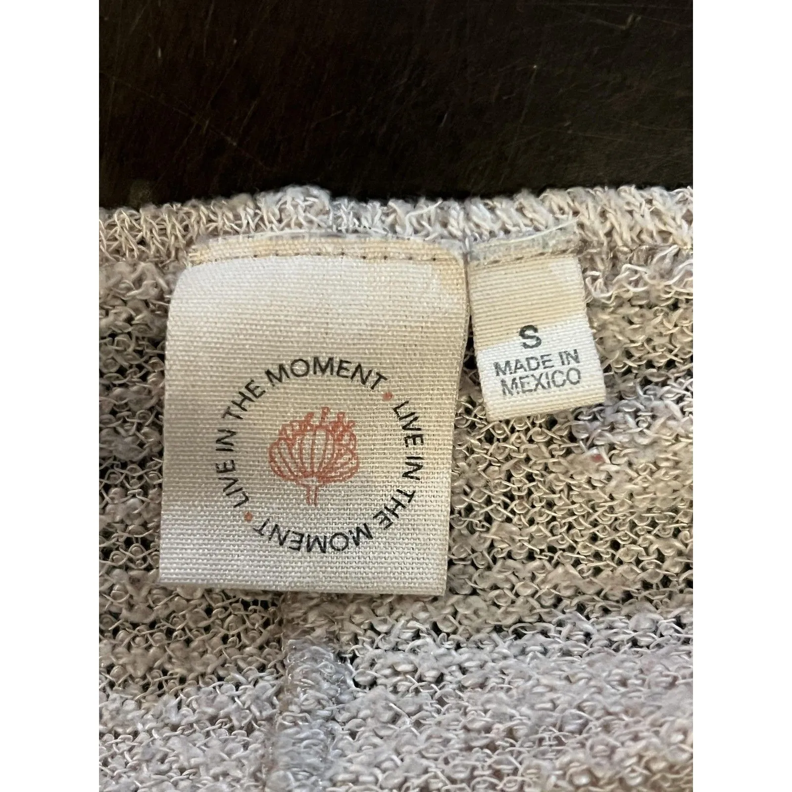 Live In The Moment Cardigan Sweater Womens Small Beige Floral Open Front - Image 6