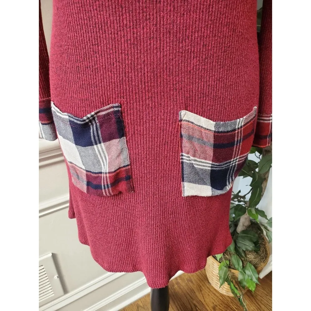 Staccato Women Maroon Polyester Round Neck Long Sleeve Knee Length Dress Small - Image 4