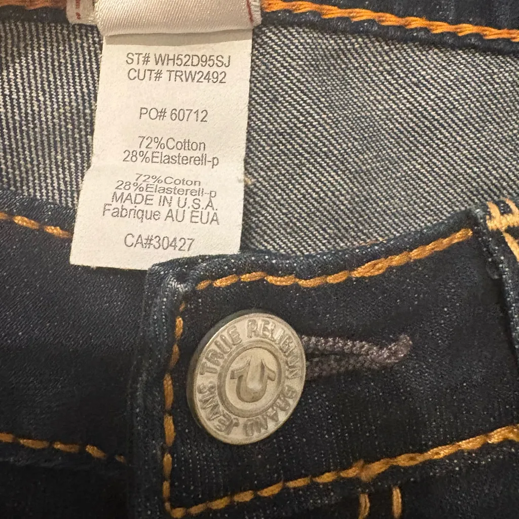 True Religion Low Rise Skinny Jeans, Dark Wash, Style #WH52D95SJ, Sz 26 - Image 15