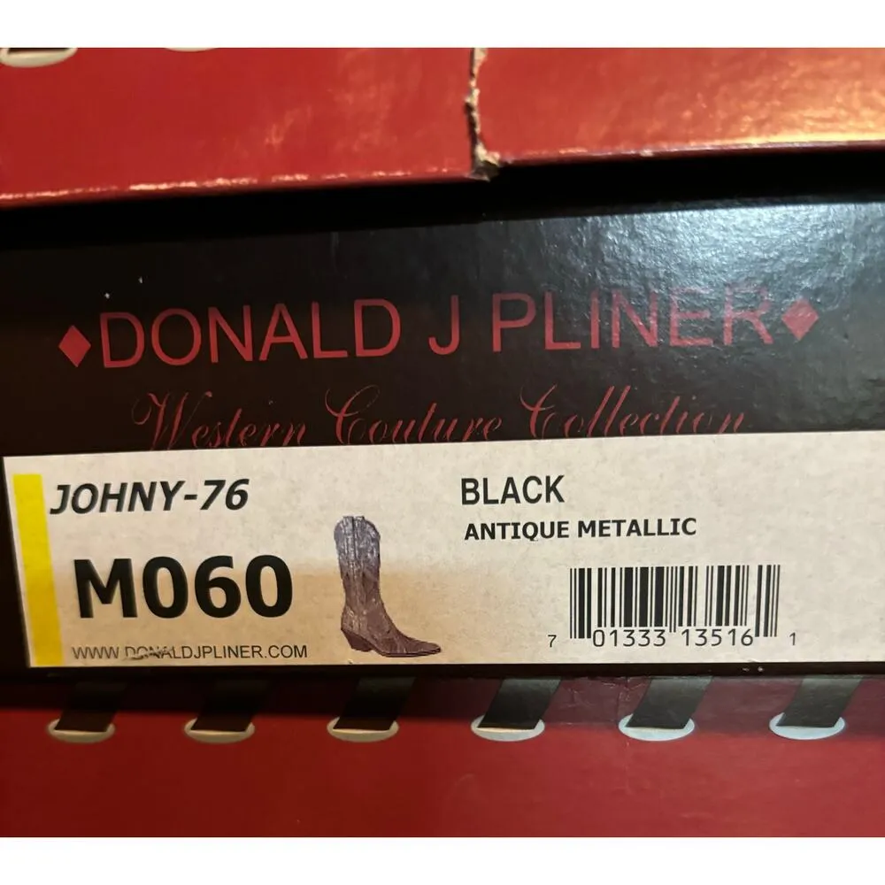 Donald Pliner Western Black Metallic Leather Intricate Stitch Boot New $750 NWT Size 6 - Image 6