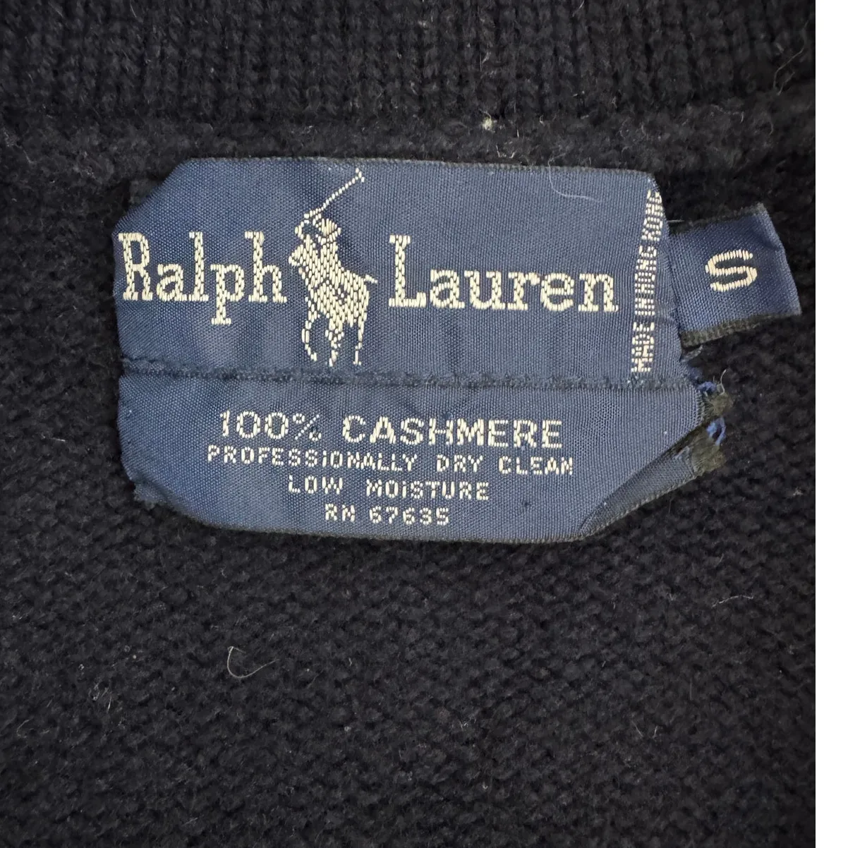 Polo Ralph Lauren vintage 100% Cashmere Logo Sweater Blazer navy blue size S - Image 9