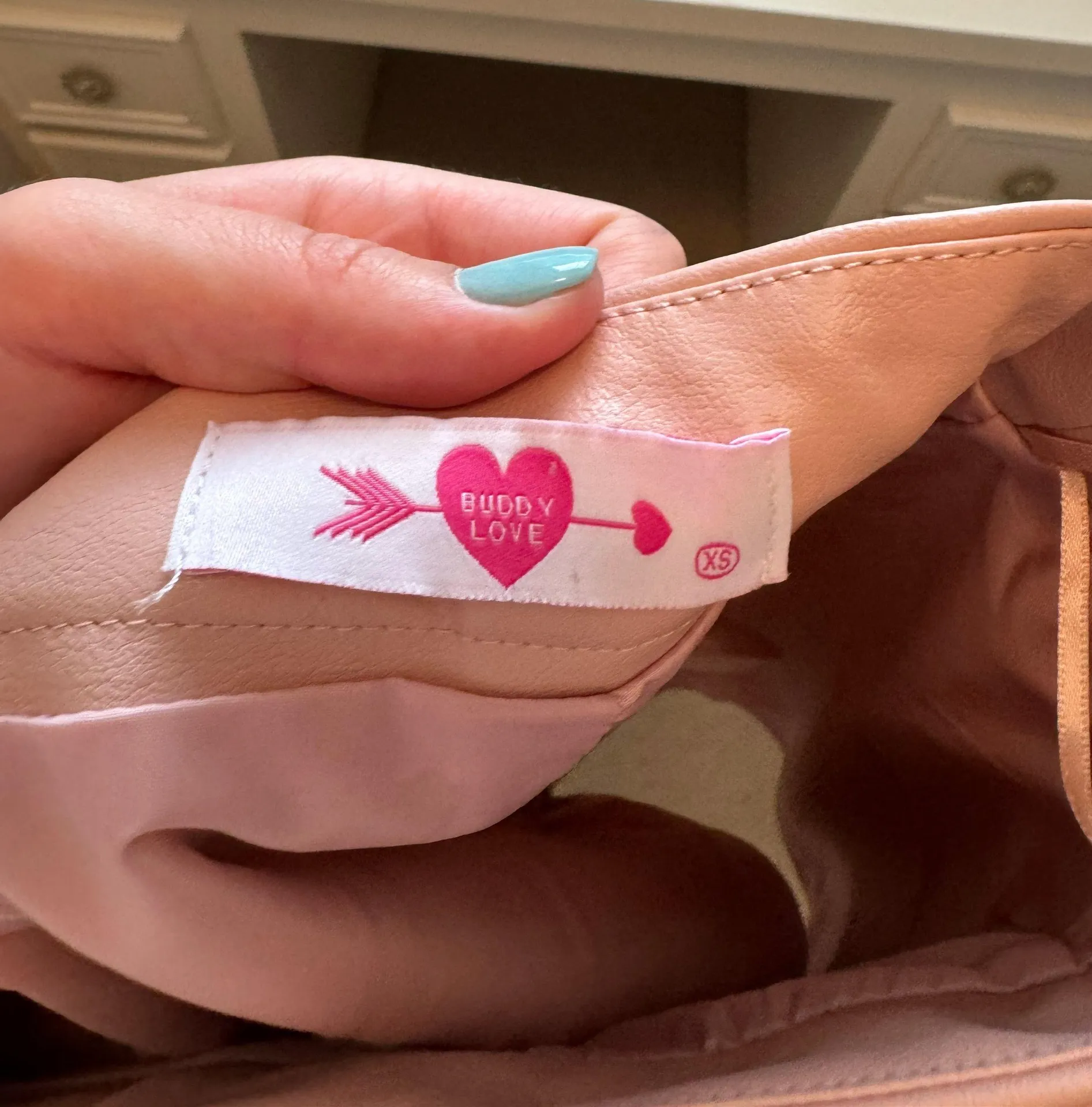 Buddy Love Pink Leather Skirt - Image 3