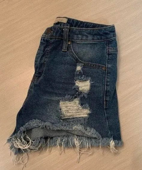 Distressed Jean Shorts Blue Size 26 - Image 3