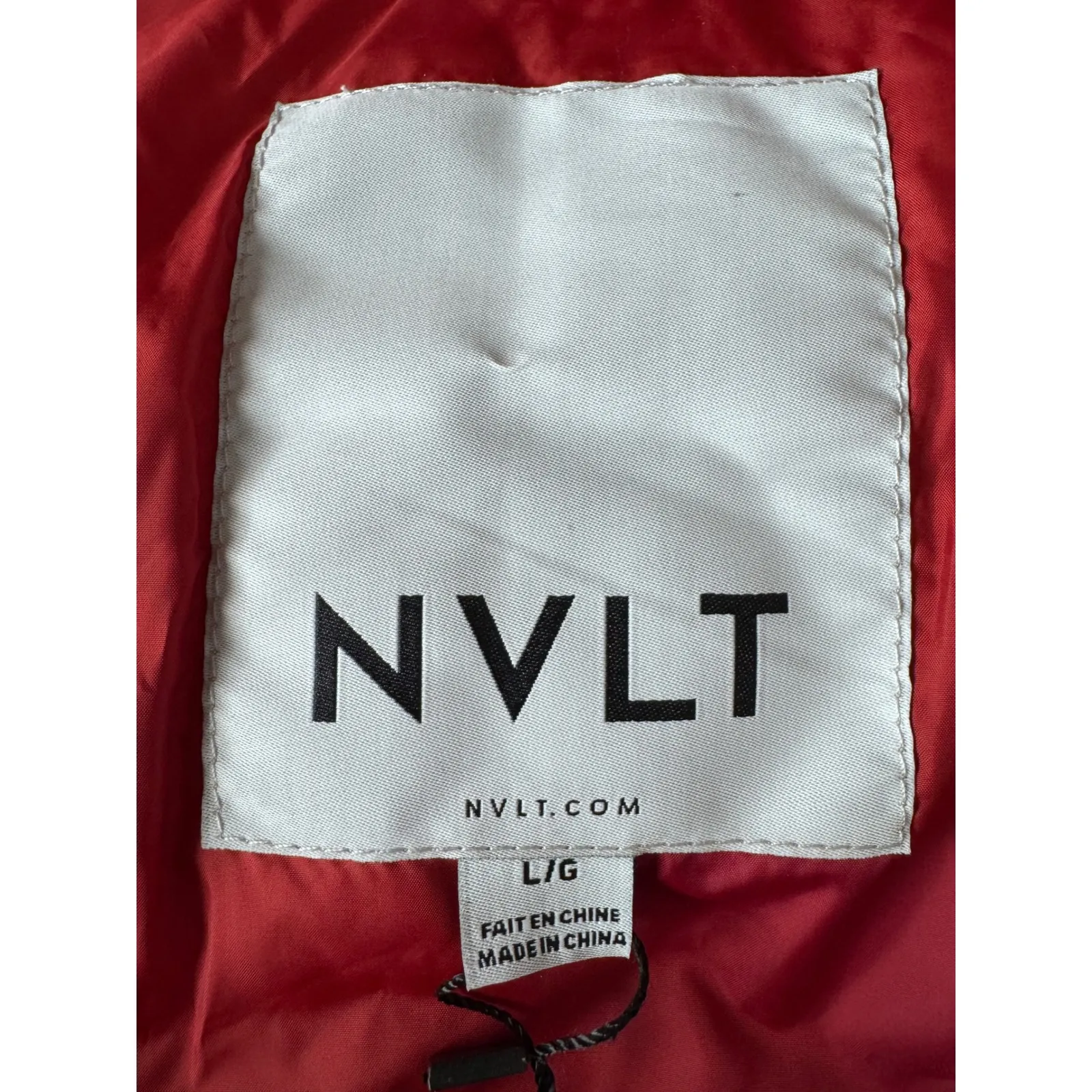 NVLT Red Hooded Puffer Jacket Winter Warm Down Alternative Full Zip Womens L Size L - Image 6