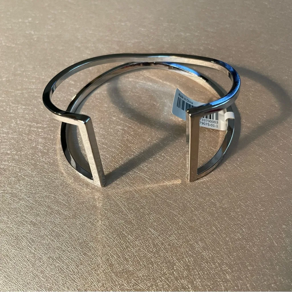 Banana Republic Silver Tone Hoop Earrings and Bracelet NWT - Image 3