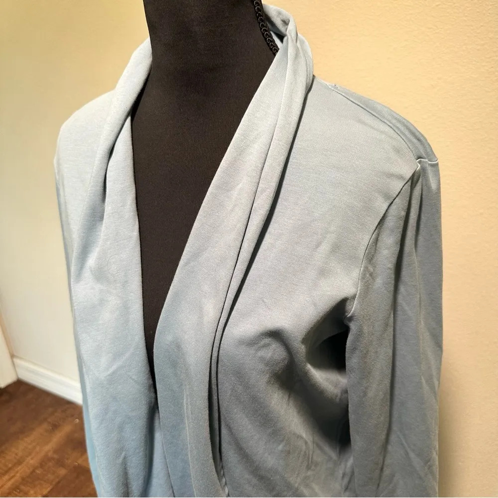 L.L. Bean Women’s Prima Cotton Light Blue Open Cardigan - Image 5