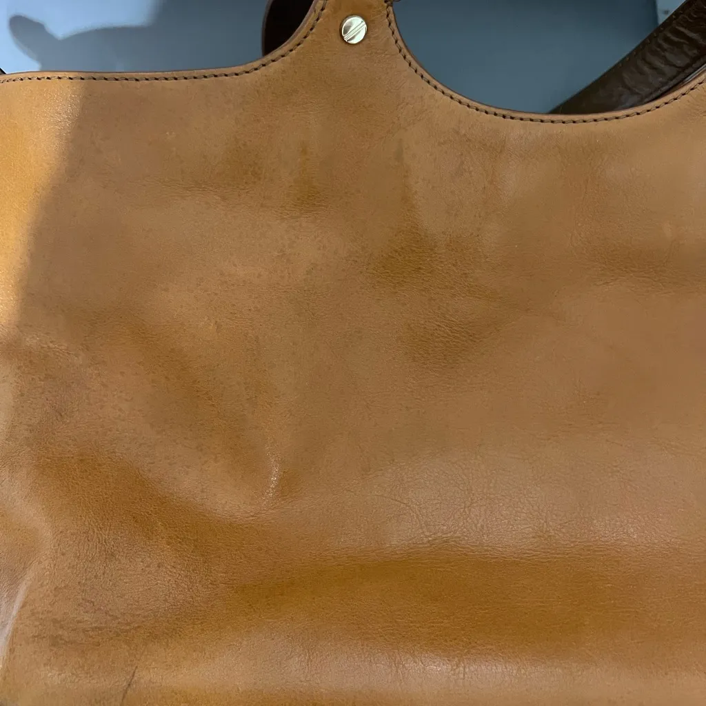 Tory Burch Leather Tote Bag Brown Logo Zip Top Large - Image 13