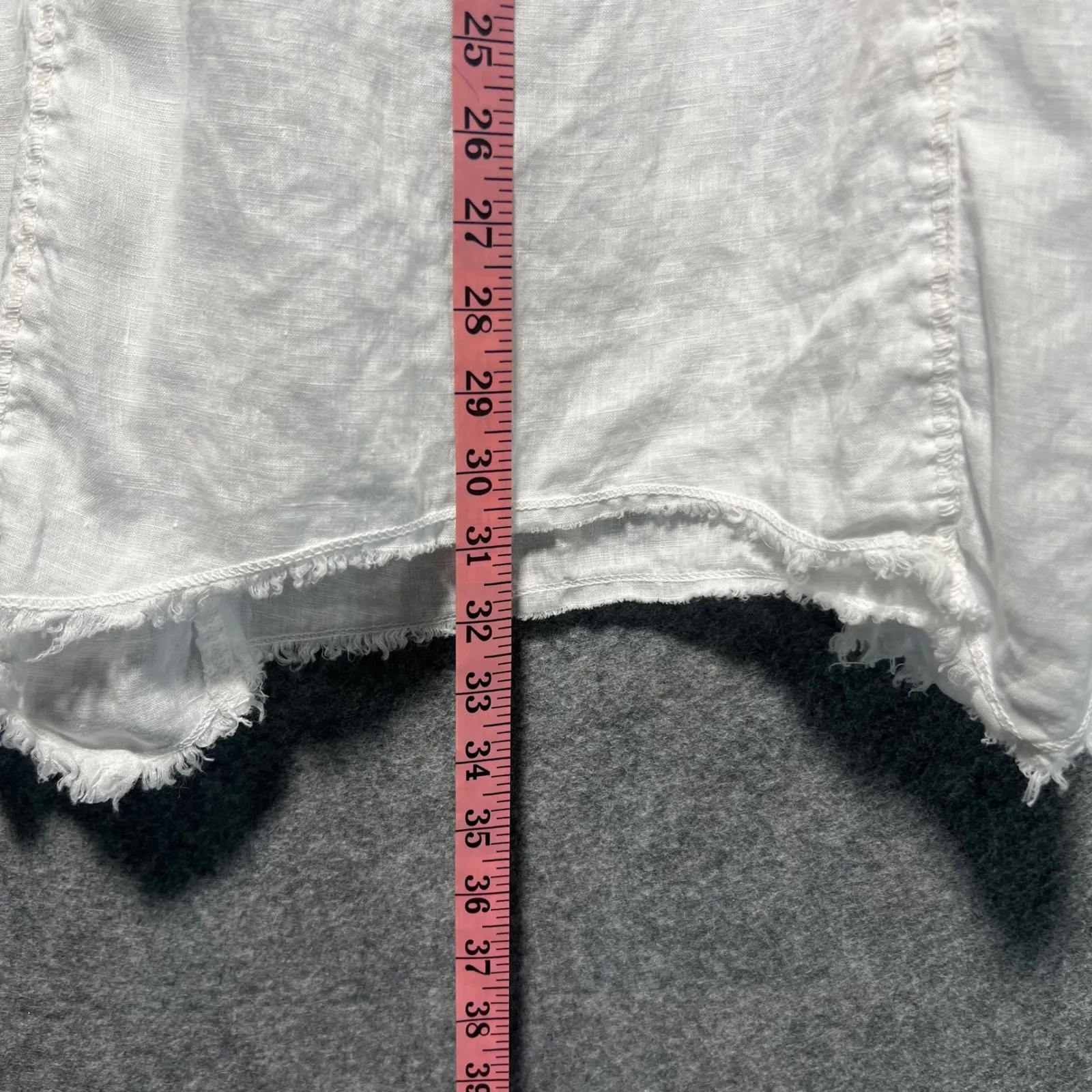 XCVI White Linen Smocked Waist Maxi Skirt M Handkerchief Hem Boho - Image 4