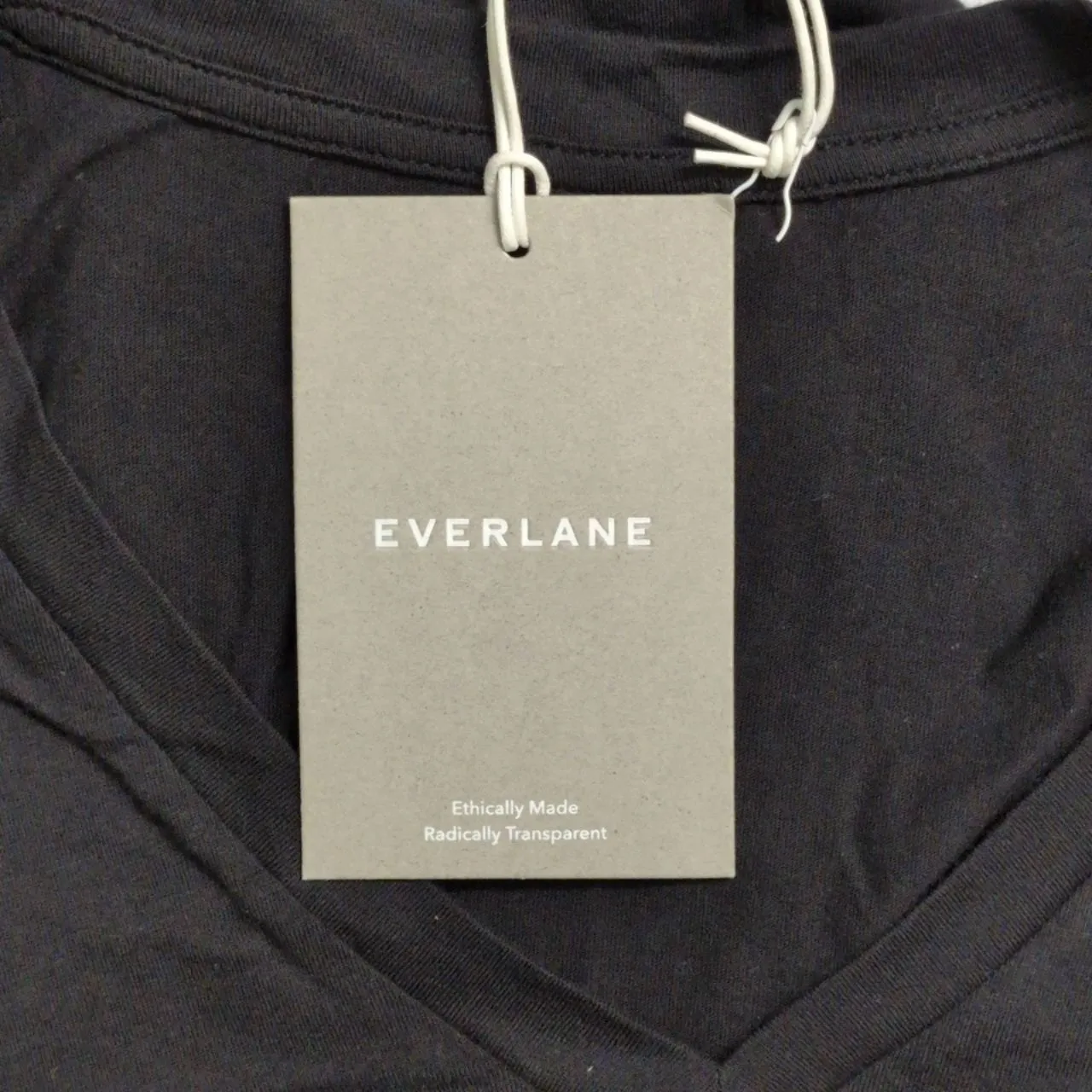 NWT EVERLANE Organic V-Neck Tee Black Breathable Soft T-Shirt S - Image 4