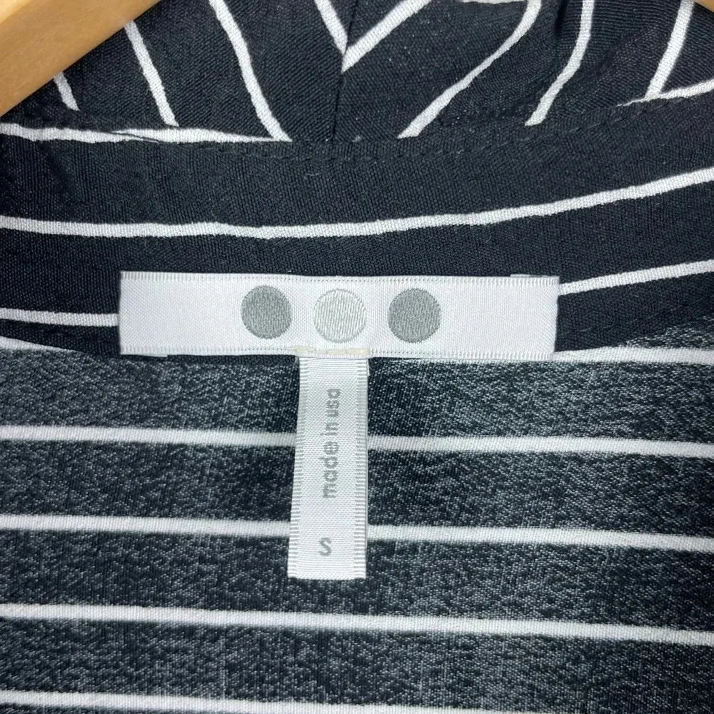 Three‎ Dots Black White Striped Long Sleeve Button Up Tunic Top - Image 5