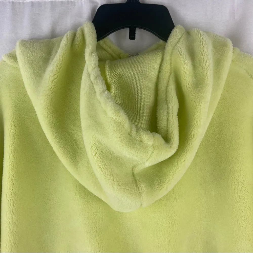 Urban Outfitters  Neon Lime Green Fleece 1/2 Zip Cropped Hoodie Size Medium - Image 5