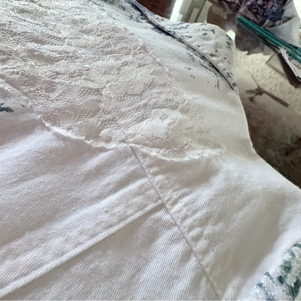 Parsley & Sage Artistic Blue and White Lace Jacket Size L - Image 10