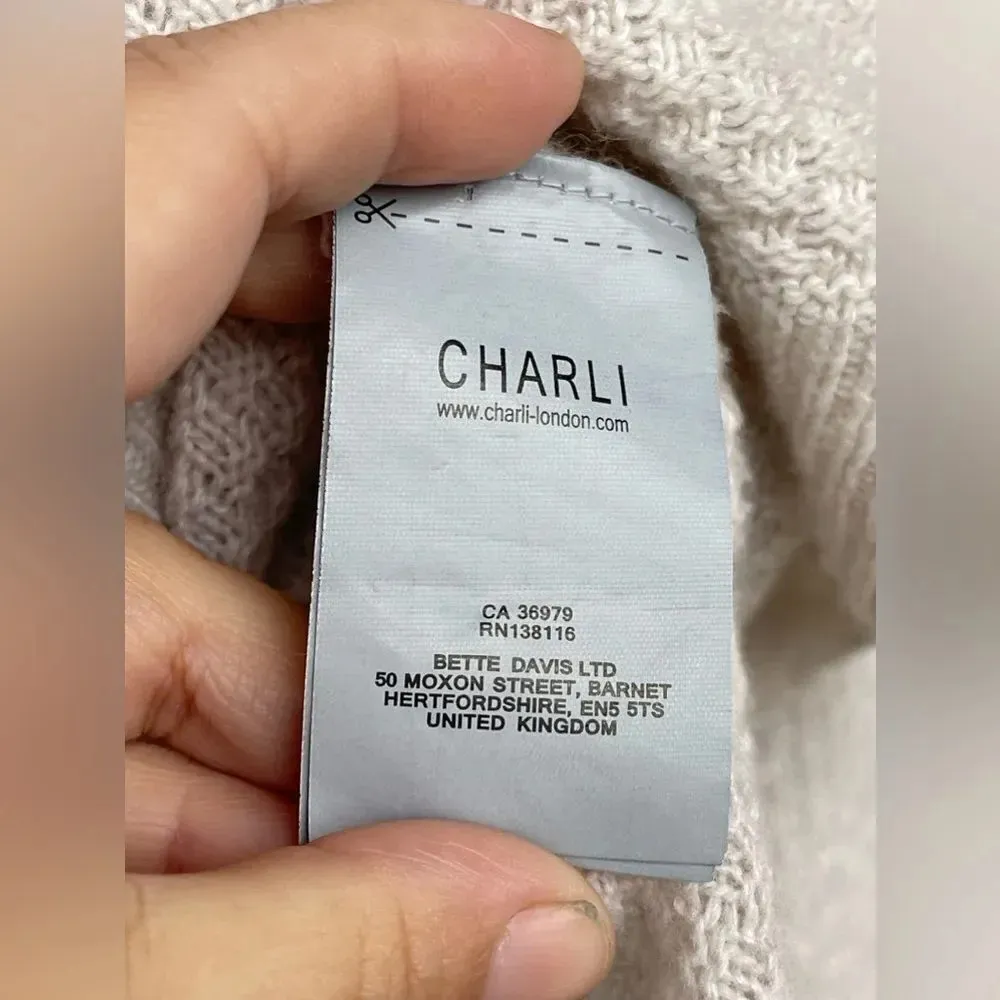 charli london Waffle Knit Thermal Top small Tan - Image 5