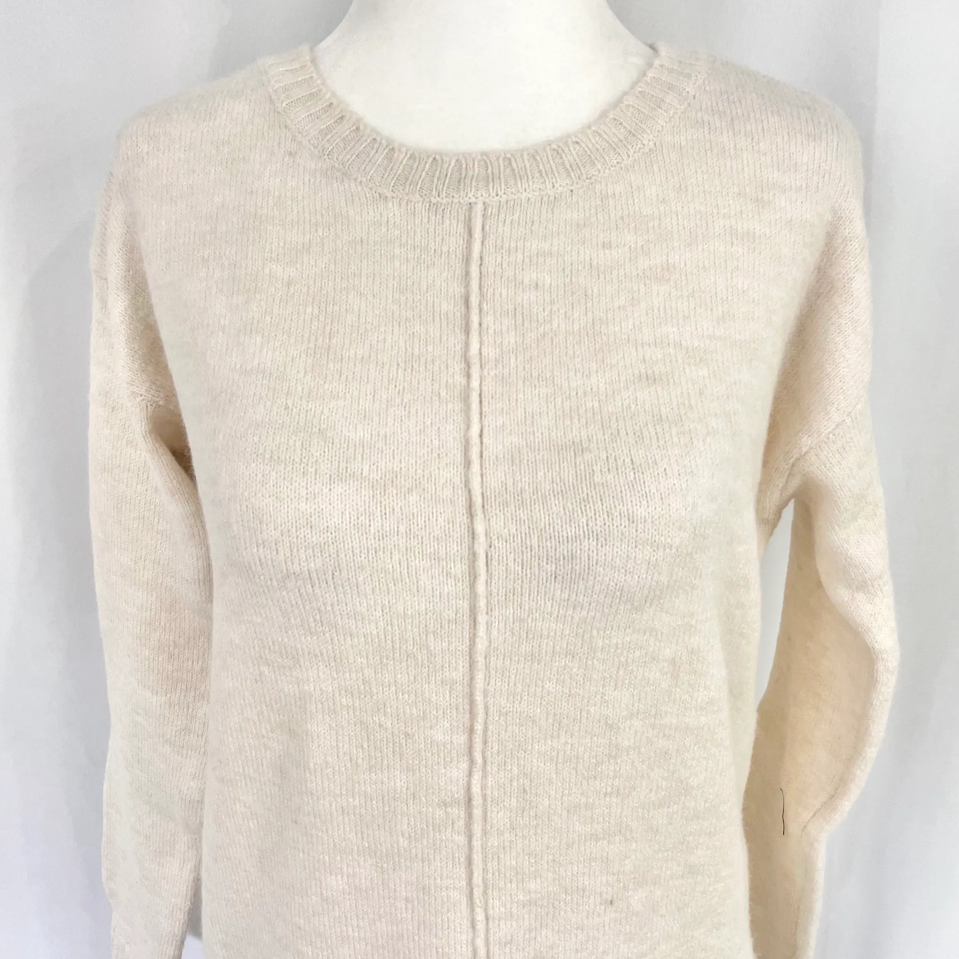 New  Sweater Dress Long Sleeve Center Seam Knit Mini Serene Ivory - Image 3
