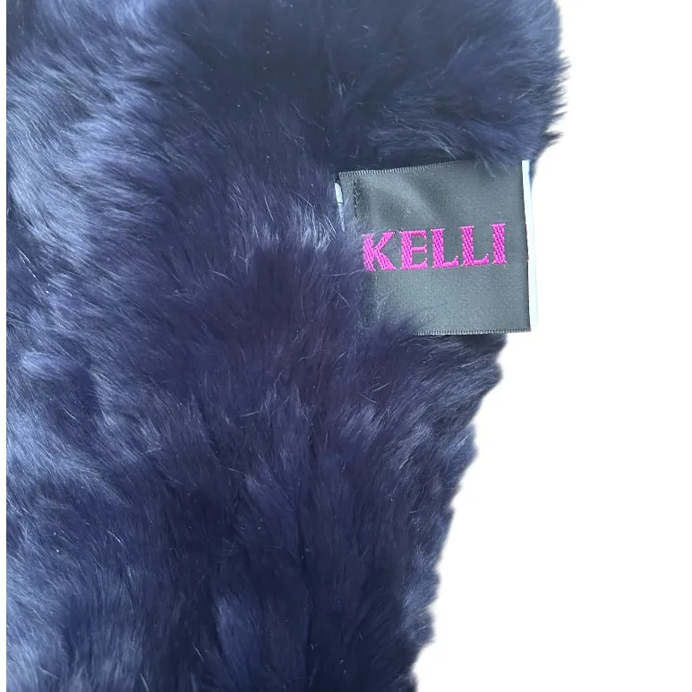 Rabbit Fur Navy Blue Pom - Image 6