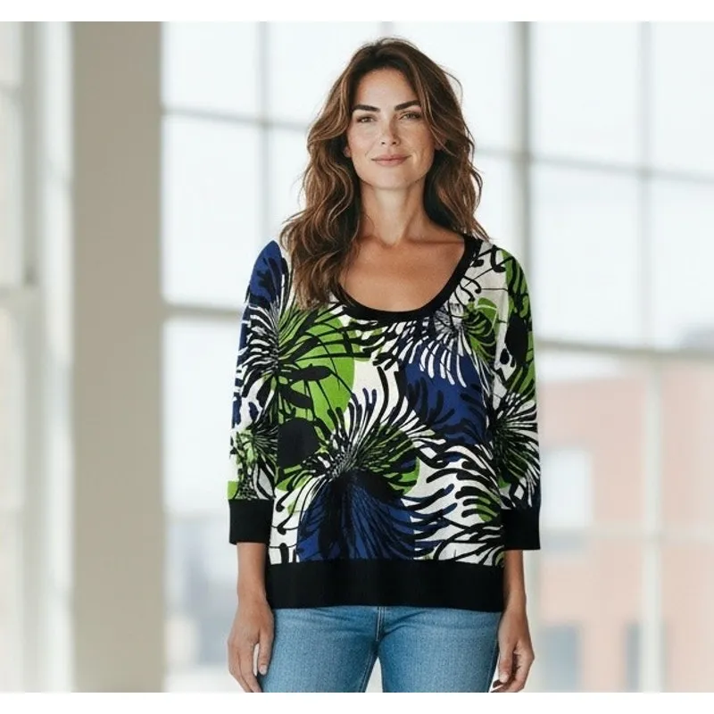 Sweater Jersey Floral Abstract XL 18 - Image 2