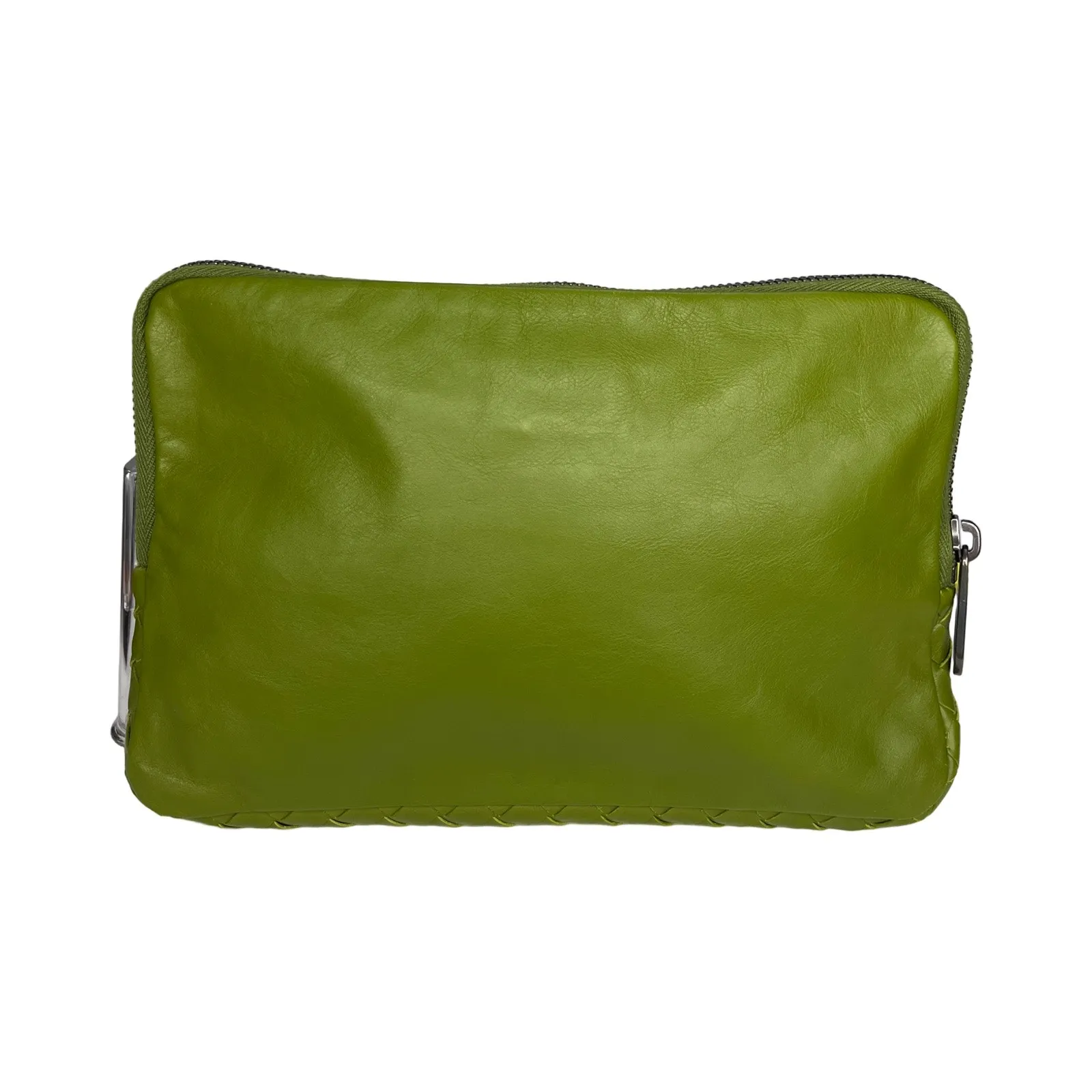 Bottega Veneta Acid Green Nappa Leather Zip Clutch Pouch Italy - Image 6