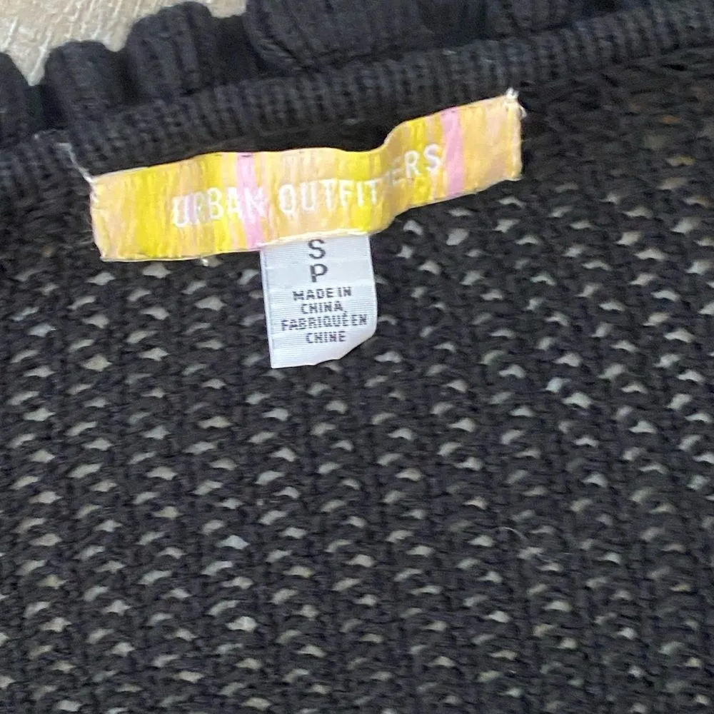 URBAN OUTFITTERS Lily Open-Knit Flyaway Cardigan Black Crochet Knit Sweater Goth - Image 5