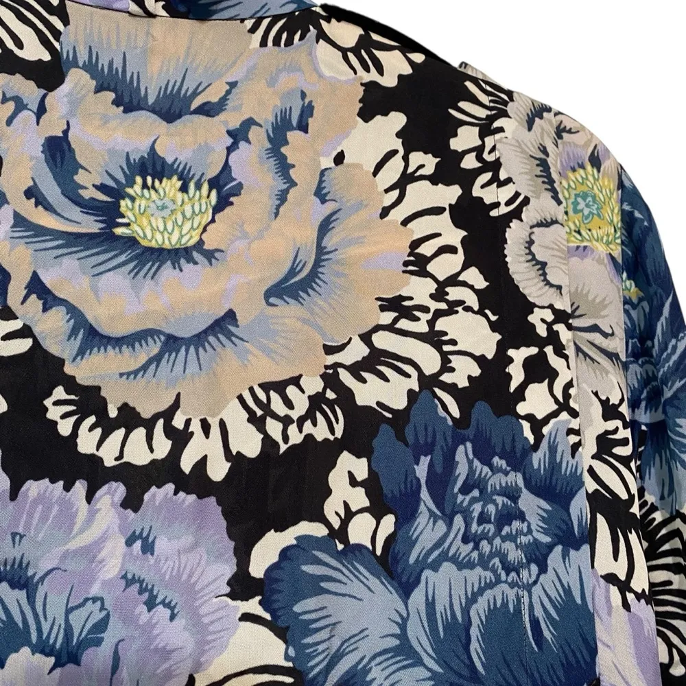 Coach X Kaffe Fassett Print Floral Black Lavender size 4 Asymmetric Hem - Image 10