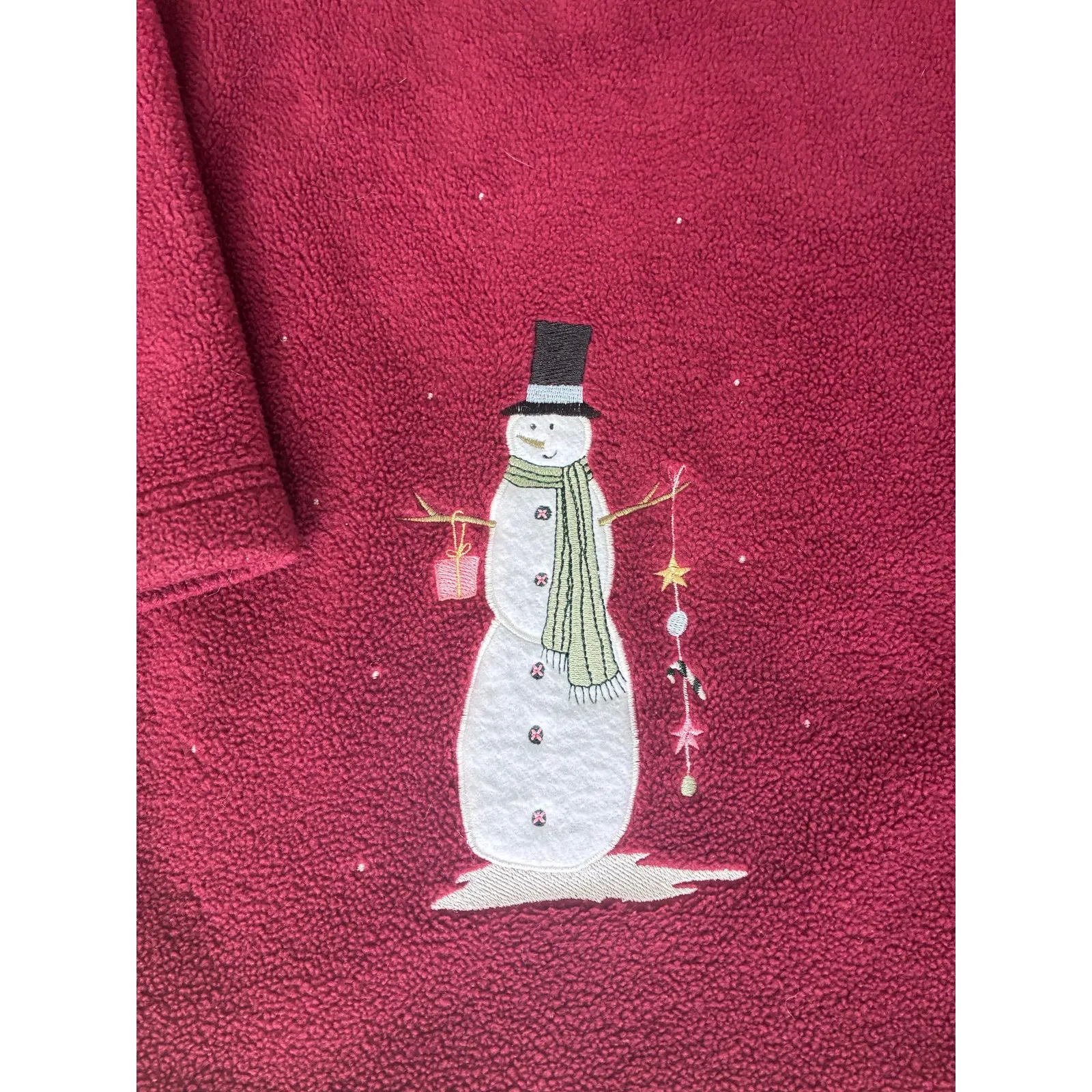 CJ Banks Fleece Christmas Sweater Button Up Size X Vintage Red - Image 2