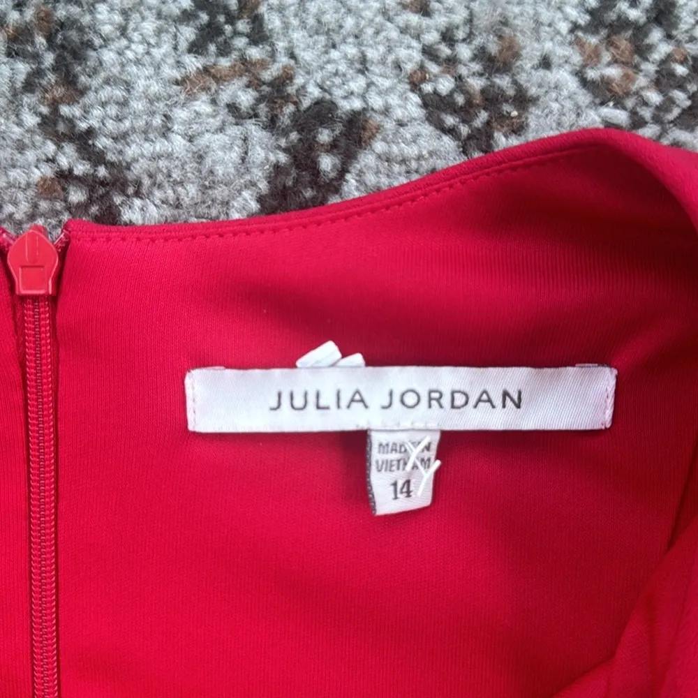 Julia Jordan Pleated Cap Sleeve Dress Red 14 - Image 3