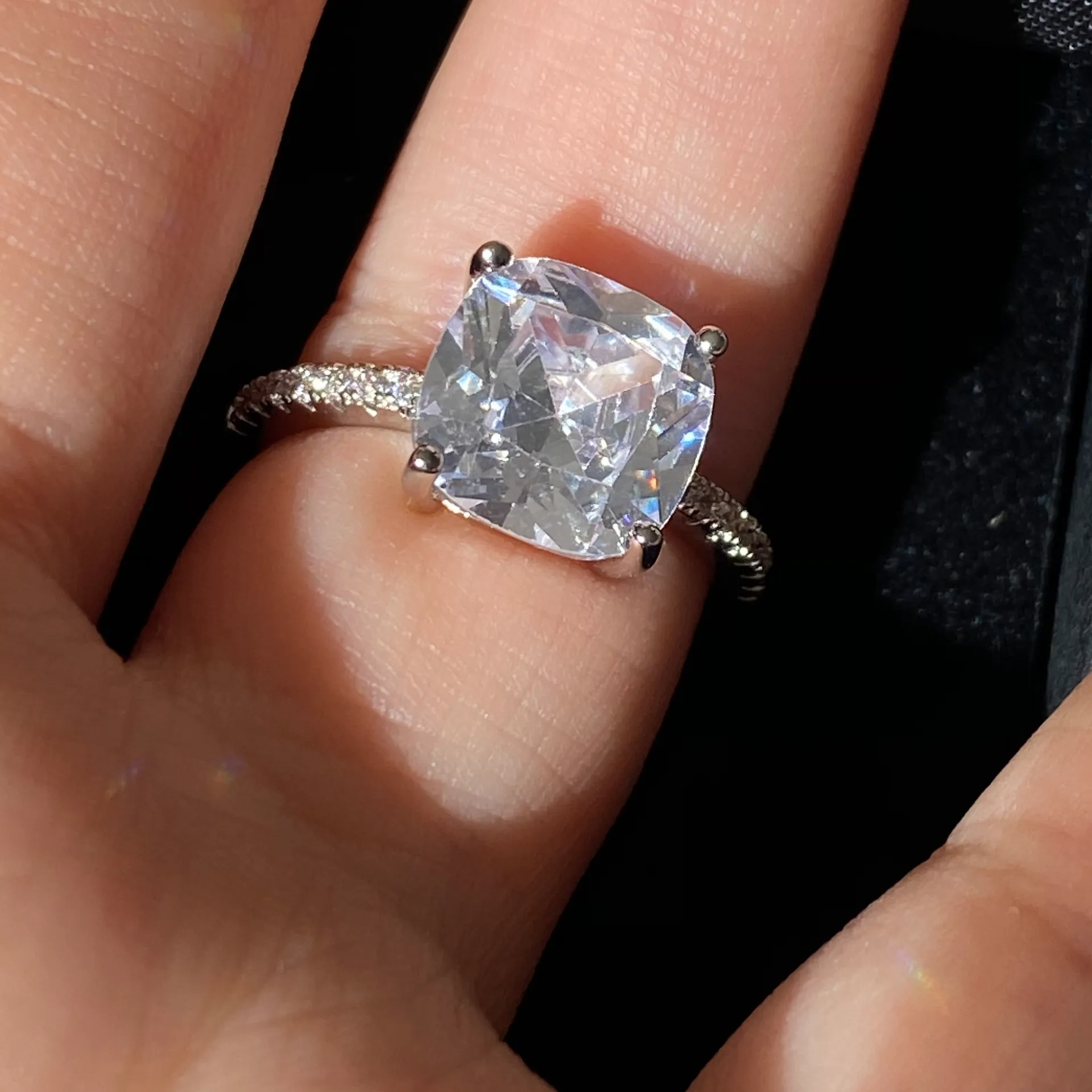 Square Shaped “diamond” Ring Silver - Image 7