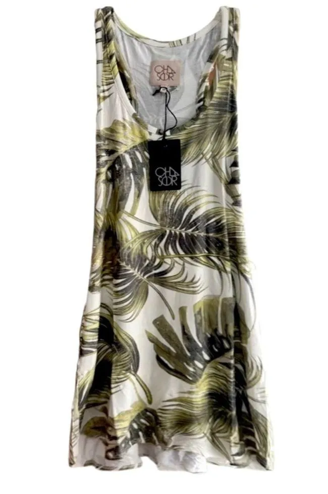 NWT  Cool Jersey Ruffle Racerback Shirttail Palm Print Dress - Image 2
