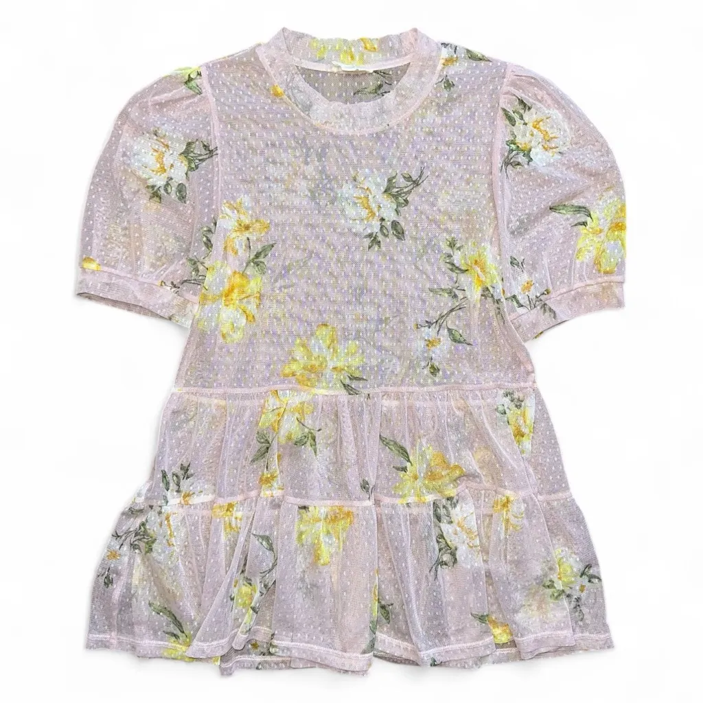 Meraki Yellow and Pink Floral Blouse Size M - Image 2