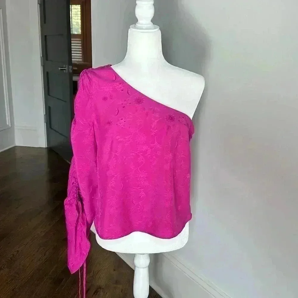 Topshop one shoulder volume sleeve top size us 6 - Image 3