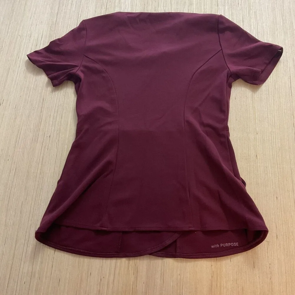 Jaanuu Tulip Womens Medical Scrub Top Wine Maroon crimson Small J96203 - Image 6