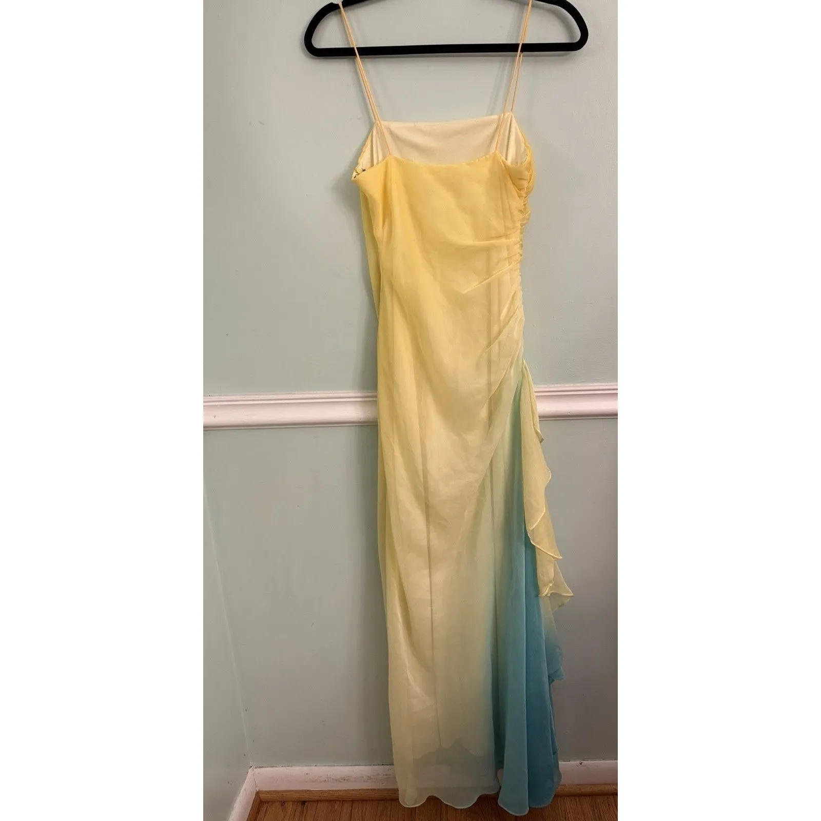 Vtg Yellow Teal‎ Ombre Prom Hoco Dress Fairy Whimsy 5/6 Mermaid - Image 3