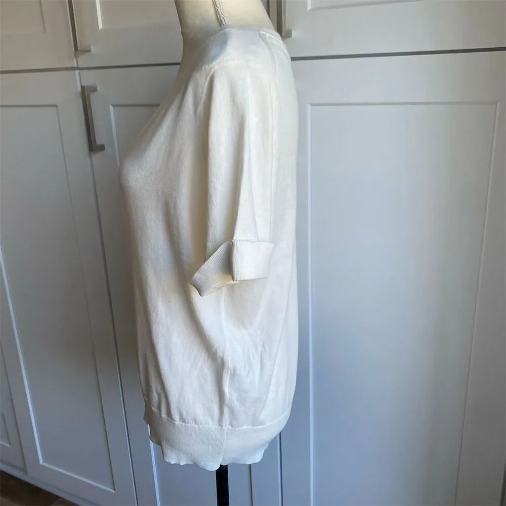 Banana Republic Unisex V-Neck top Ivory Pullover Size M - Image 3