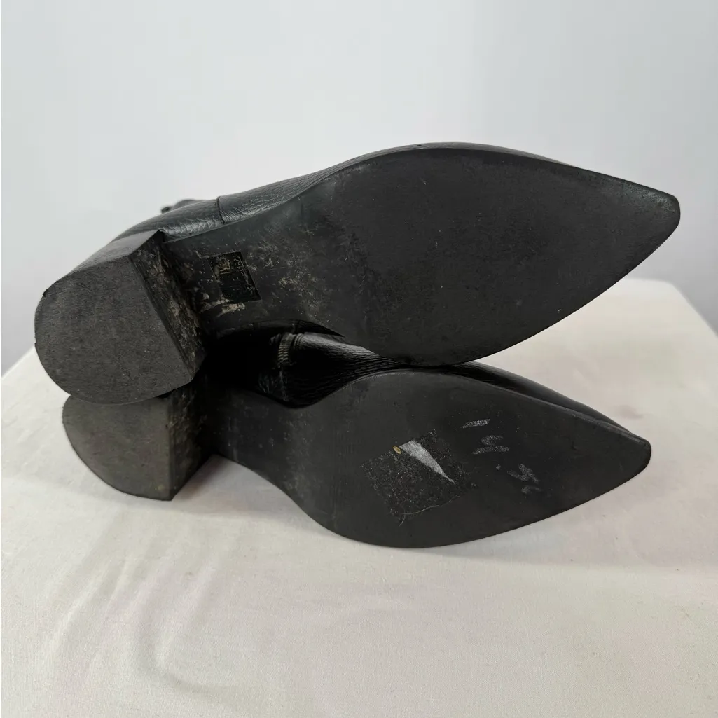 Everlane The Boss Pebbled Leather Pointed Toe Booties in Black Size 10 - Image 10