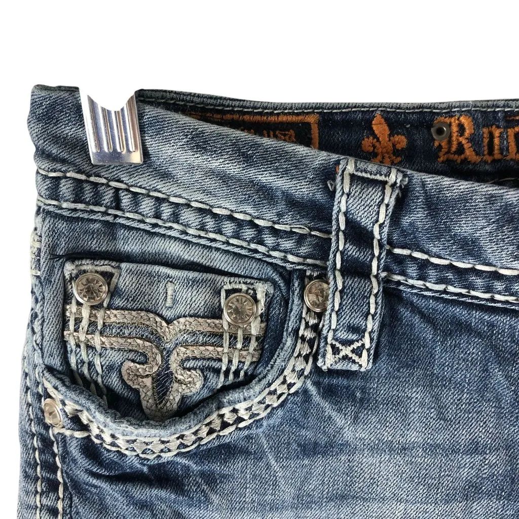 Rock Revival Womens Jeans Lily Straight Distressed Embellished Stretch 28 - Image 2