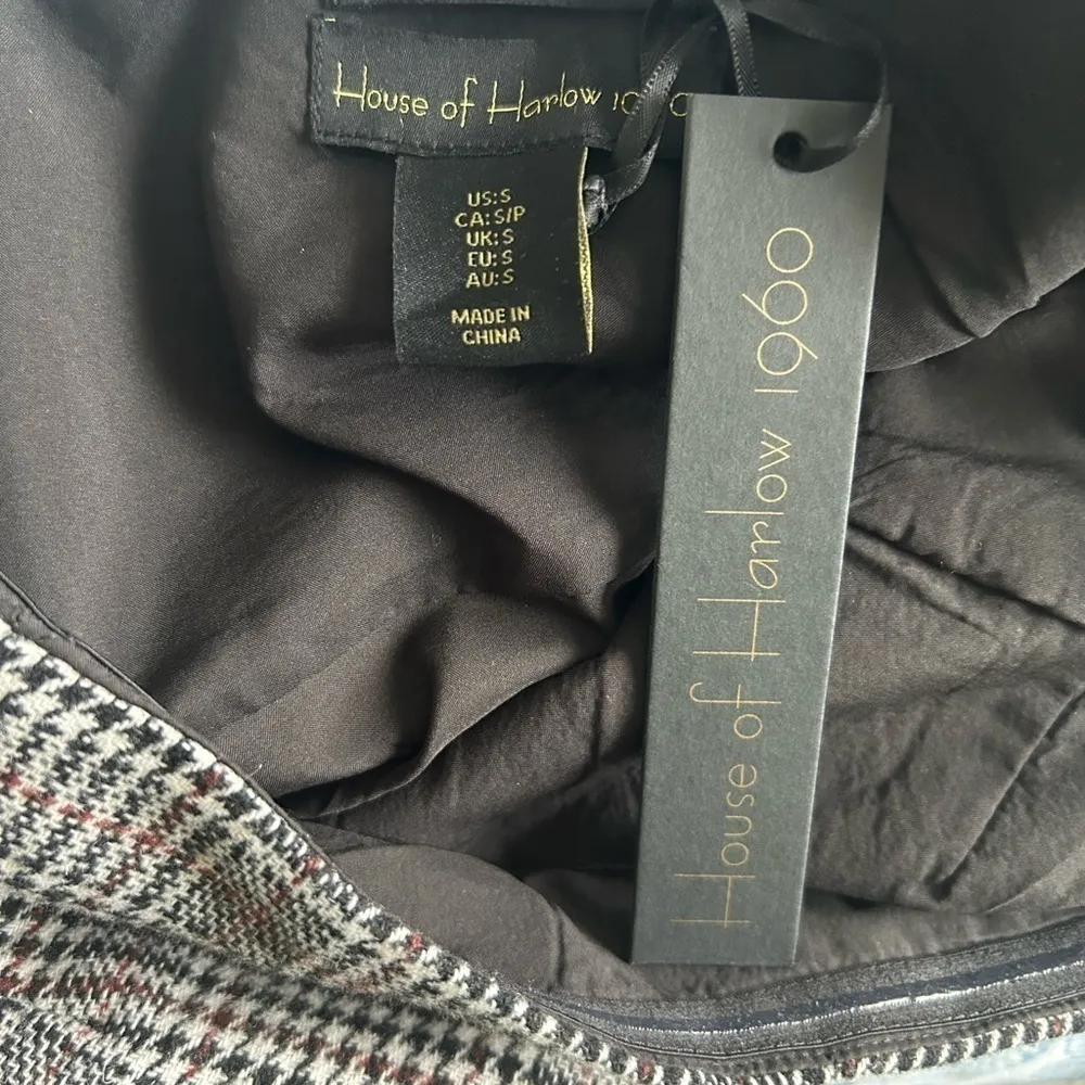 New HOUSE of Harlow Houndstooth Wool Blend Strapless Ruched Academia She… - Image 9