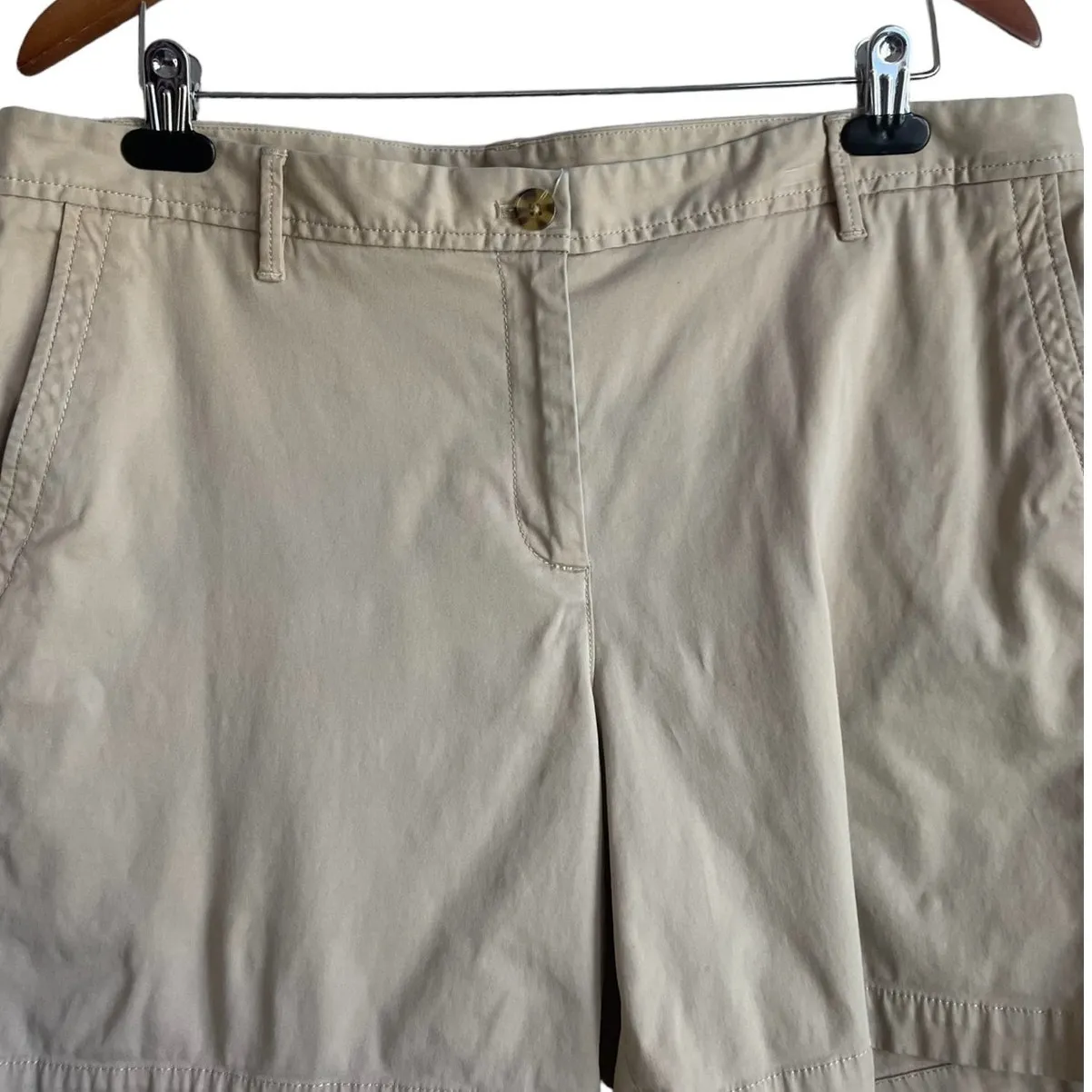Talbots Women Shorts Size 14 Beige Relaxed Chino Preppy‎ Sustainable Neutral - Image 8