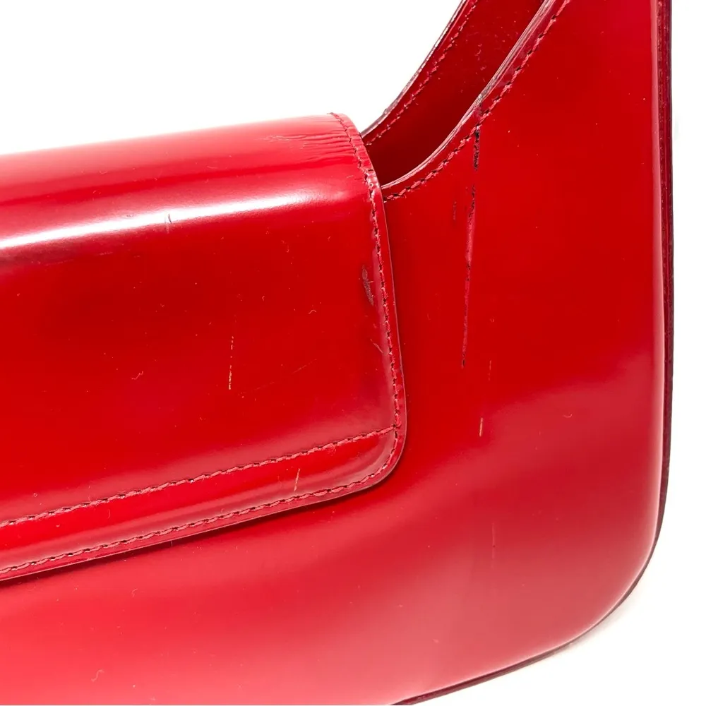 LANCEL Paris high gloss small red leather structured purse, made in Italy, NWT - Image 12