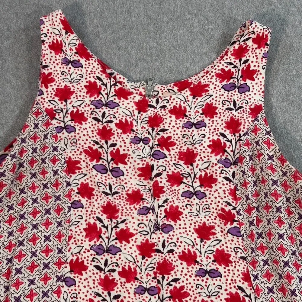Philosophy Handkerchief Hem Dress Women's 12 Red Floral Sleeveless Pockets - Image 4