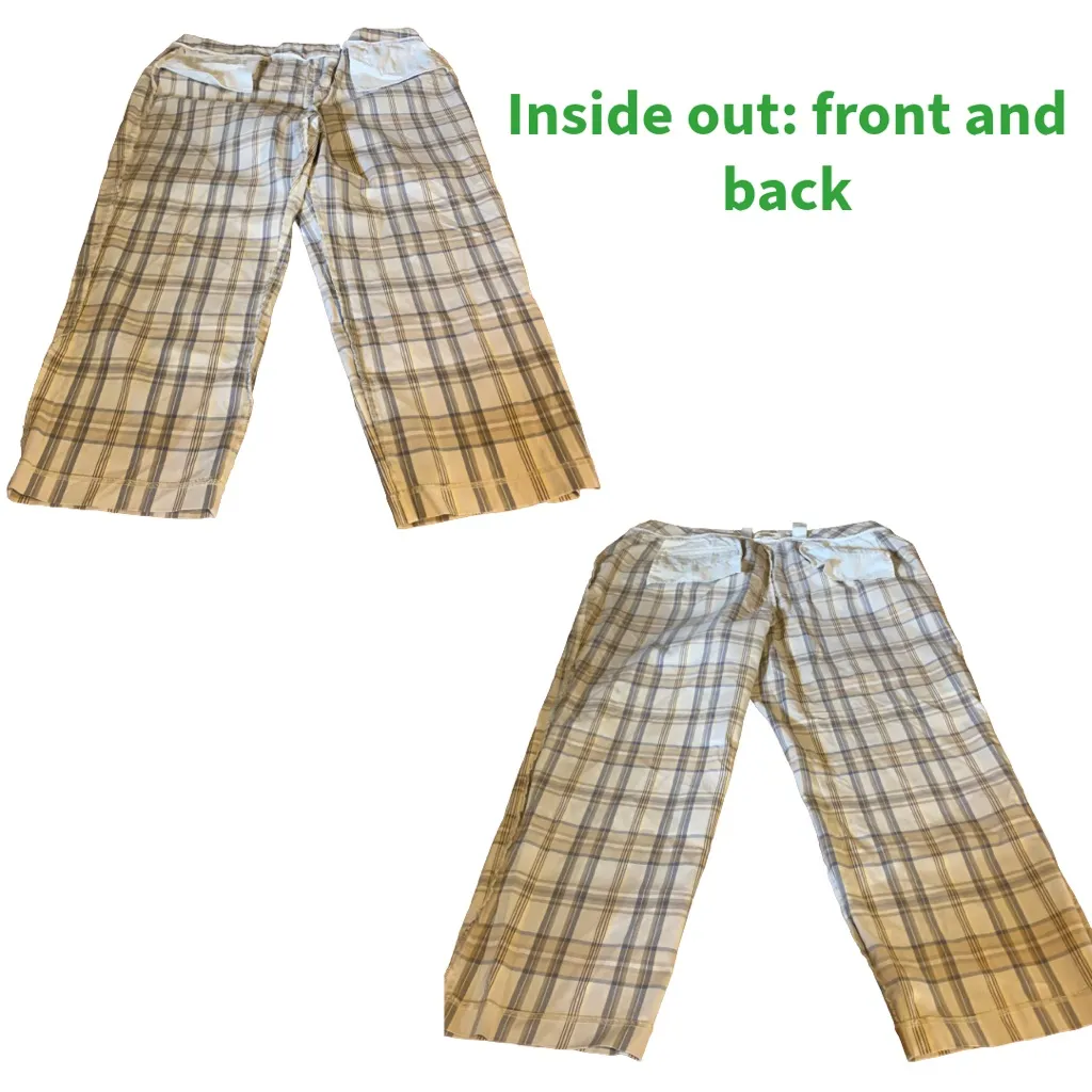 TALBOTS BEIGE & GRAY PLAID PATTERN COTTON CROPPED PANTS (18) - Image 11