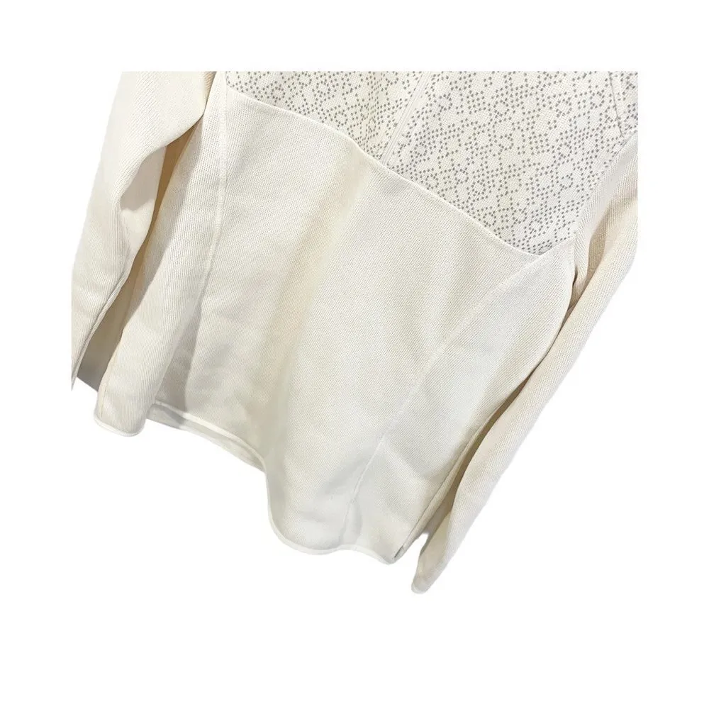 Eddie Bauer Womens  Jacket Beige Fleece Lined Waist Length 1/2 Zip Mock Neck L - Image 4