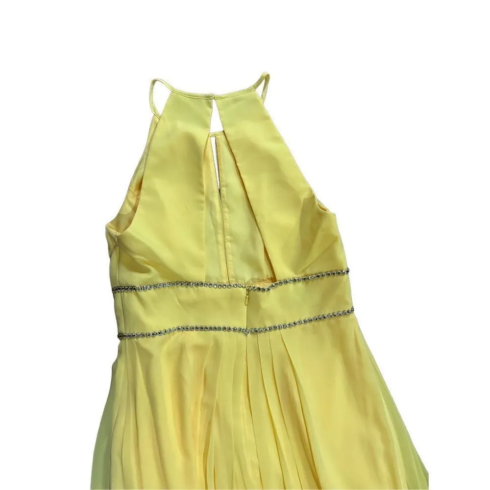 NEW Jenny Packham Lux Chiffon Halter Bridesmaid Gown with Beaded Trim Lemon Drop Yellow Size 10 - Image 6