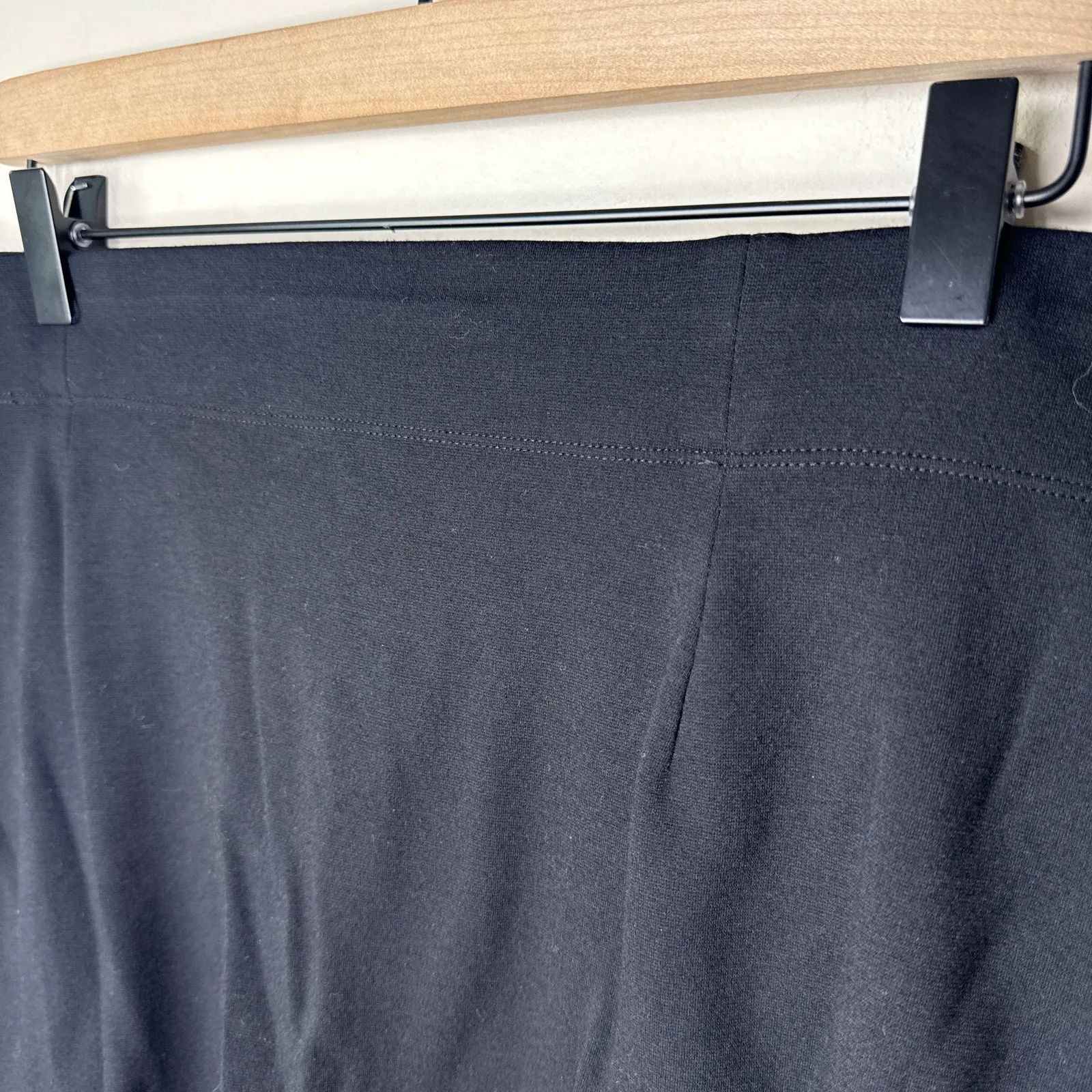 Eileen‎ Fisher Black Knit Pull-On Elastic Waist Knee Length Black Skirt Size XL - Image 2